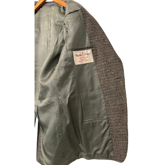 Vintage Harris Tweed Wool Sport Coat Blazer 2-Button Brown Blue Mens Size 38R/S? - Picture 12 of 16